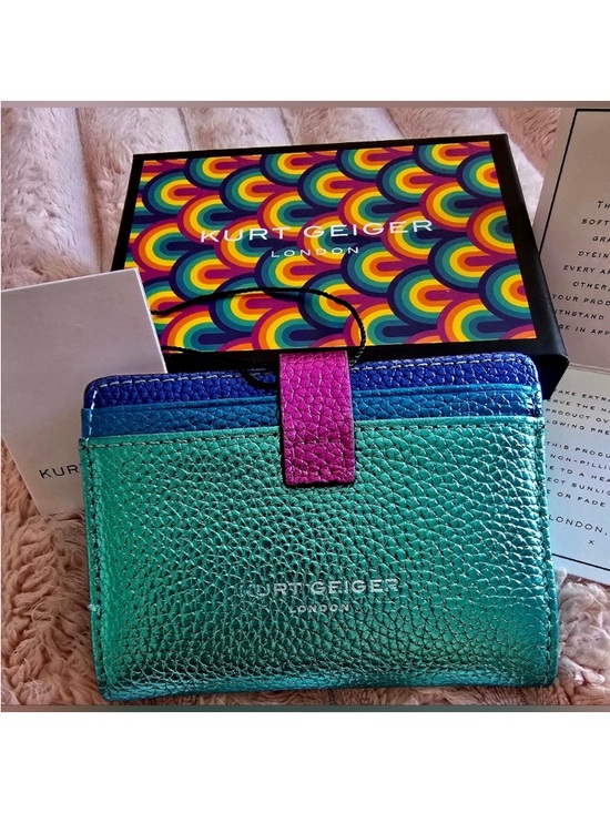 Kurt Geiger Accessories - Kurt Geiger NIB Cardholder/Wallet Teal with Blue Trim  and Pink Tab
